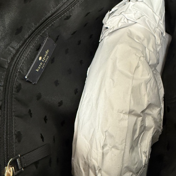 Kate Spade ‼️ Black & White Striped Nylon Shoulder Tote Bag - Picture 5 of 12